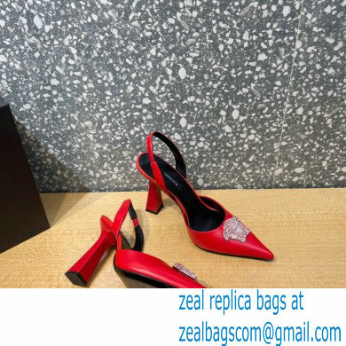 Versace Heel 11cm La Medusa Sling-back Pumps Red/Crystal 2021 - Click Image to Close