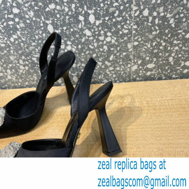 Versace Heel 11cm La Medusa Sling-back Pumps Satin Black/Crystal 2021 - Click Image to Close