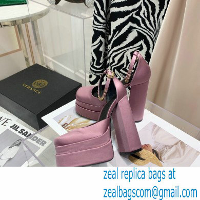 Versace Heel 14.5cm Platform 5cm Medusa Aevitas Satin Pumps Dusty Pink 2021 - Click Image to Close