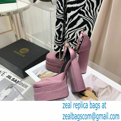 Versace Heel 14.5cm Platform 5cm Medusa Aevitas Satin Pumps Dusty Pink 2021