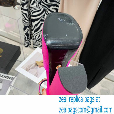 Versace Heel 14.5cm Platform 5cm Medusa Aevitas Satin Pumps Fuchsia 2021 - Click Image to Close