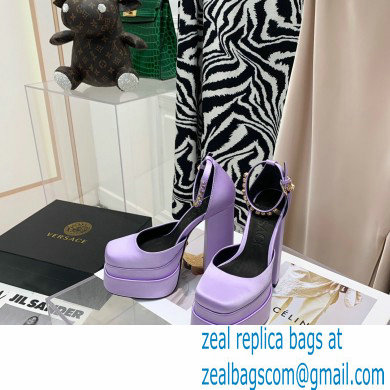 Versace Heel 14.5cm Platform 5cm Medusa Aevitas Satin Pumps Lilac 2021