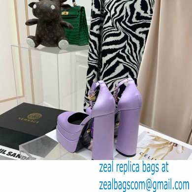 Versace Heel 14.5cm Platform 5cm Medusa Aevitas Satin Pumps Lilac 2021 - Click Image to Close