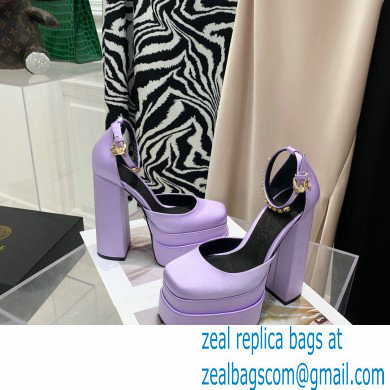 Versace Heel 14.5cm Platform 5cm Medusa Aevitas Satin Pumps Lilac 2021 - Click Image to Close