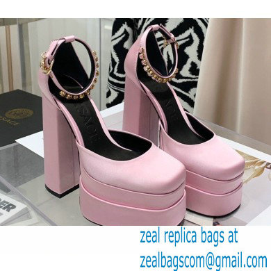 Versace Heel 14.5cm Platform 5cm Medusa Aevitas Satin Pumps Pink 2021