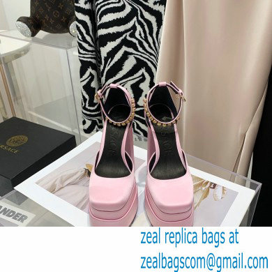 Versace Heel 14.5cm Platform 5cm Medusa Aevitas Satin Pumps Pink 2021 - Click Image to Close