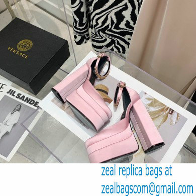 Versace Heel 14.5cm Platform 5cm Medusa Aevitas Satin Pumps Pink 2021 - Click Image to Close