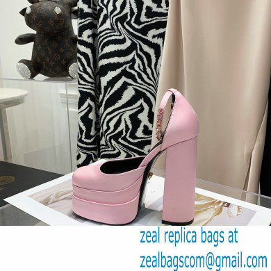 Versace Heel 14.5cm Platform 5cm Medusa Aevitas Satin Pumps Pink 2021 - Click Image to Close