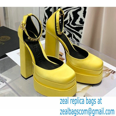 Versace Heel 14.5cm Platform 5cm Medusa Aevitas Satin Pumps Yellow 2021