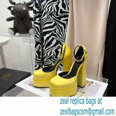 Versace Heel 14.5cm Platform 5cm Medusa Aevitas Satin Pumps Yellow 2021 - Click Image to Close