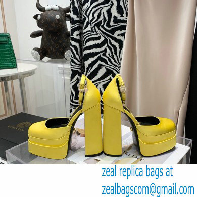 Versace Heel 14.5cm Platform 5cm Medusa Aevitas Satin Pumps Yellow 2021