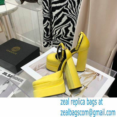 Versace Heel 14.5cm Platform 5cm Medusa Aevitas Satin Pumps Yellow 2021
