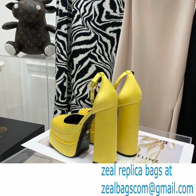 Versace Heel 14.5cm Platform 5cm Medusa Aevitas Satin Pumps Yellow 2021 - Click Image to Close