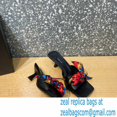 Versace Heel 5.5cm Medusa Chain Foulard Mules Black 2021
