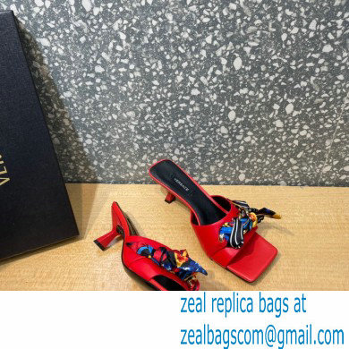 Versace Heel 5.5cm Medusa Chain Foulard Mules Red 2021