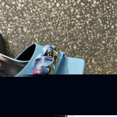 Versace Heel 5.5cm Medusa Chain Foulard Mules Sky Blue 2021