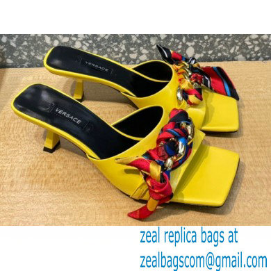 Versace Heel 5.5cm Medusa Chain Foulard Mules Yellow 2021