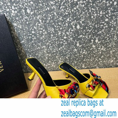 Versace Heel 5.5cm Medusa Chain Foulard Mules Yellow 2021