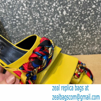 Versace Heel 5.5cm Medusa Chain Foulard Mules Yellow 2021