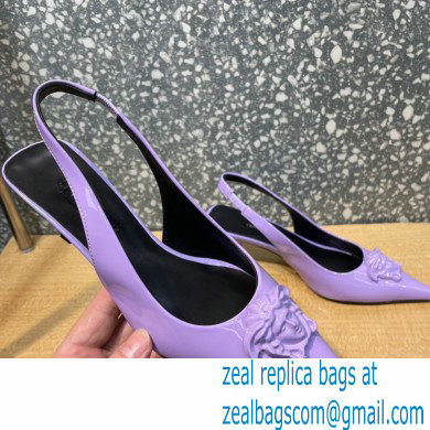 Versace Heel 6cm La Medusa Patent Leather Sling-back Pumps Lilac 2021