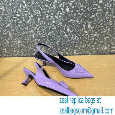 Versace Heel 6cm La Medusa Patent Leather Sling-back Pumps Lilac 2021