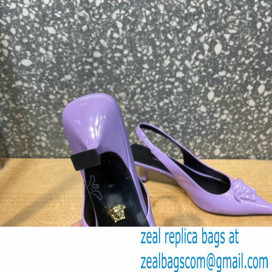 Versace Heel 6cm La Medusa Patent Leather Sling-back Pumps Lilac 2021