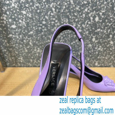 Versace Heel 6cm La Medusa Patent Leather Sling-back Pumps Lilac 2021