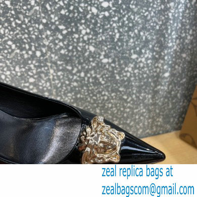 Versace Heel 9.5cm La Medusa Patent Leather Pumps Black/Gold 2021
