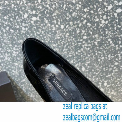 Versace Heel 9.5cm La Medusa Patent Leather Pumps Black/Gold 2021 - Click Image to Close