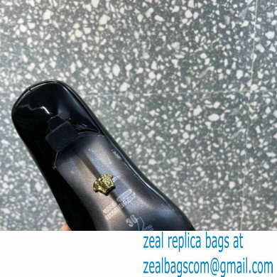 Versace Heel 9.5cm La Medusa Patent Leather Pumps Black/Gold 2021 - Click Image to Close