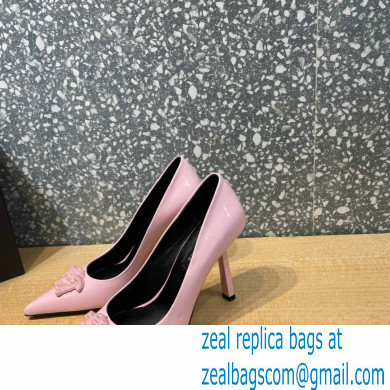 Versace Heel 9.5cm La Medusa Patent Leather Pumps Pink 2021