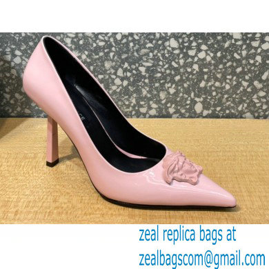 Versace Heel 9.5cm La Medusa Patent Leather Pumps Pink 2021 - Click Image to Close