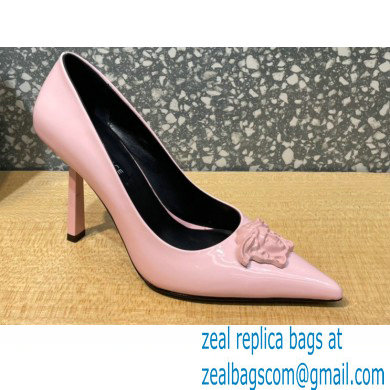 Versace Heel 9.5cm La Medusa Patent Leather Pumps Pink 2021