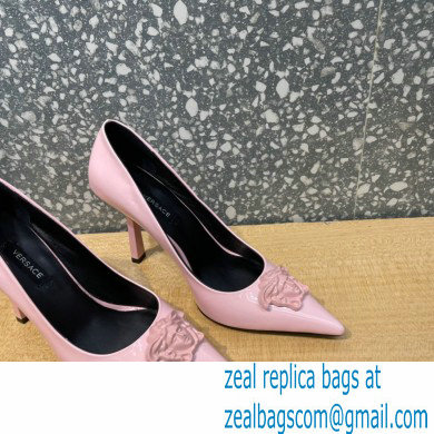 Versace Heel 9.5cm La Medusa Patent Leather Pumps Pink 2021 - Click Image to Close