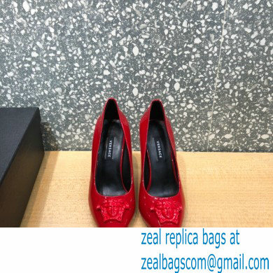 Versace Heel 9.5cm La Medusa Patent Leather Pumps Red 2021 - Click Image to Close