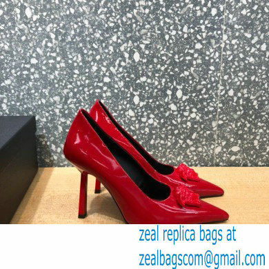 Versace Heel 9.5cm La Medusa Patent Leather Pumps Red 2021 - Click Image to Close