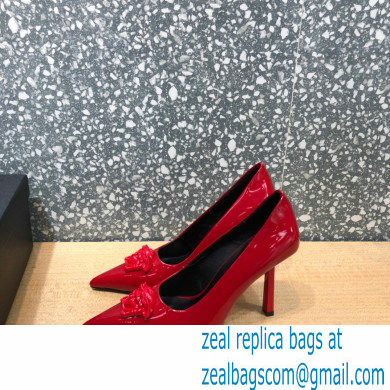 Versace Heel 9.5cm La Medusa Patent Leather Pumps Red 2021