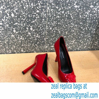 Versace Heel 9.5cm La Medusa Patent Leather Pumps Red 2021