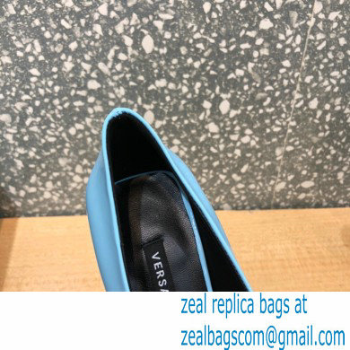 Versace Heel 9.5cm La Medusa Patent Leather Pumps Sky Blue 2021