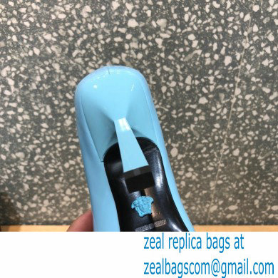 Versace Heel 9.5cm La Medusa Patent Leather Pumps Sky Blue 2021