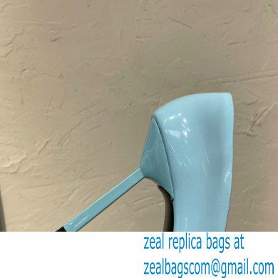 Versace Heel 9.5cm La Medusa Patent Leather Pumps Sky Blue/Silver 2021 - Click Image to Close