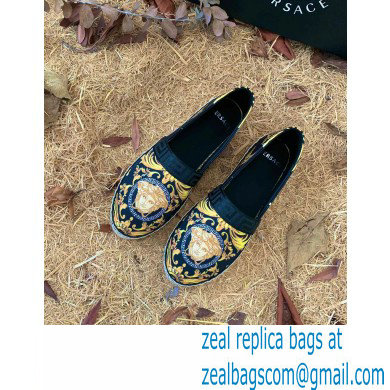 Versace Medusa Renaissance Print Espadrilles Black - Click Image to Close