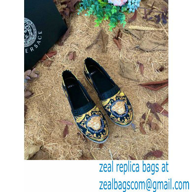 Versace Medusa Renaissance Print Espadrilles Black