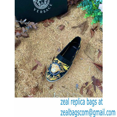 Versace Medusa Renaissance Print Espadrilles Black