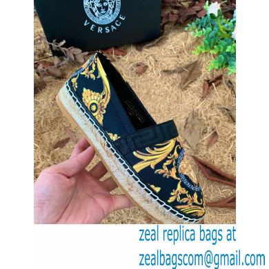 Versace Medusa Renaissance Print Espadrilles Black