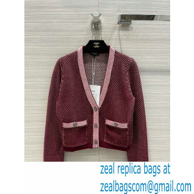 chanel 2021 FALL WINTER BURGUNDY KNITTED CARDIGAN - Click Image to Close