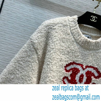 chanel 2021 FALL WINTER CC LOGO SWEATER OFF WHITE