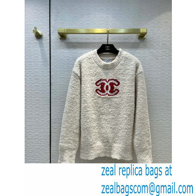 chanel 2021 FALL WINTER CC LOGO SWEATER OFF WHITE