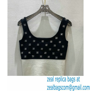 chanel cc logo printed vest black 2022SS