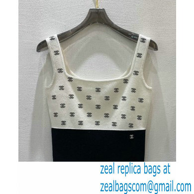 chanel cc logo printed vest white 2022SS